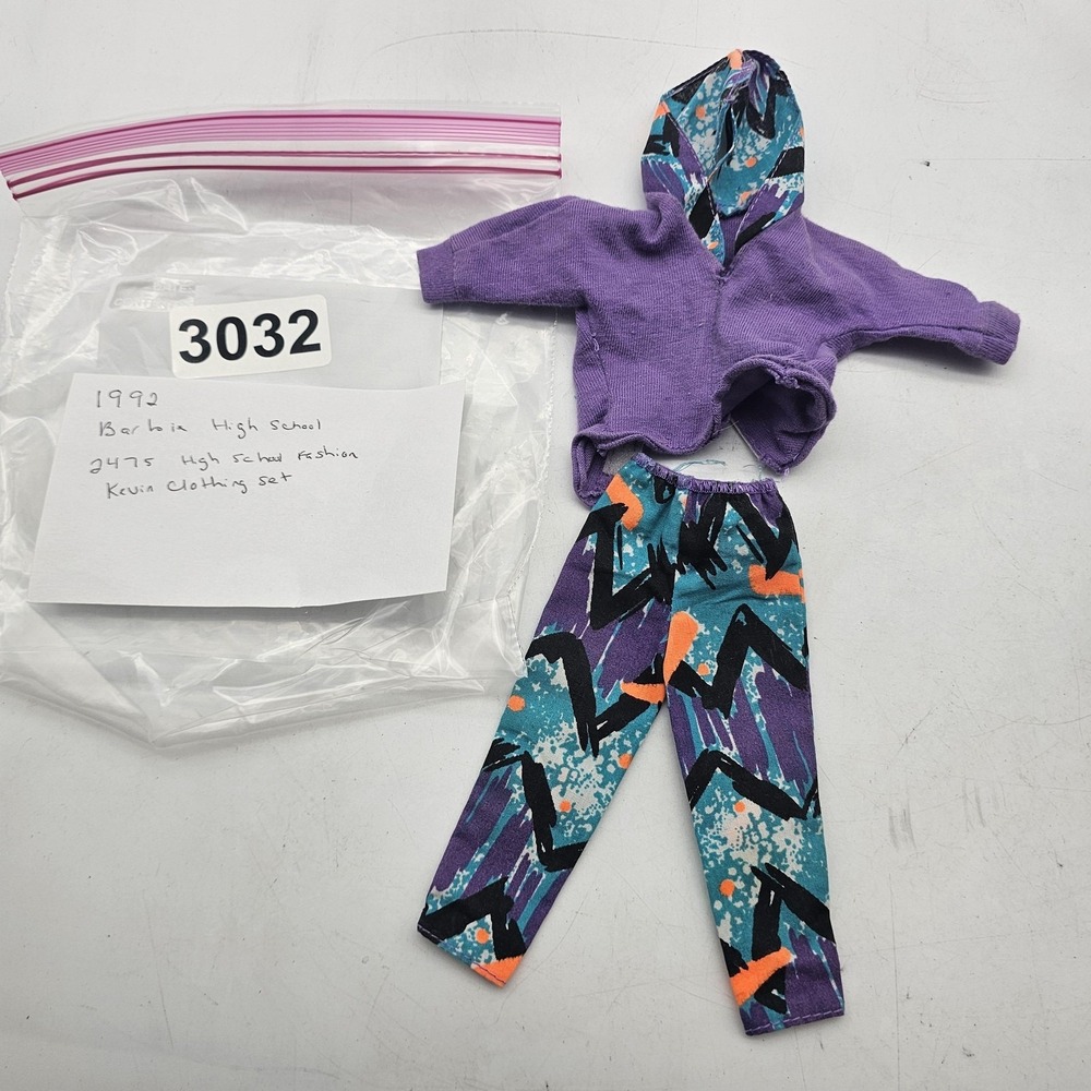 Vintage Barbie Kevin Ariel High School‎ Fashion Purple Hoodie Pants Outfit 1992